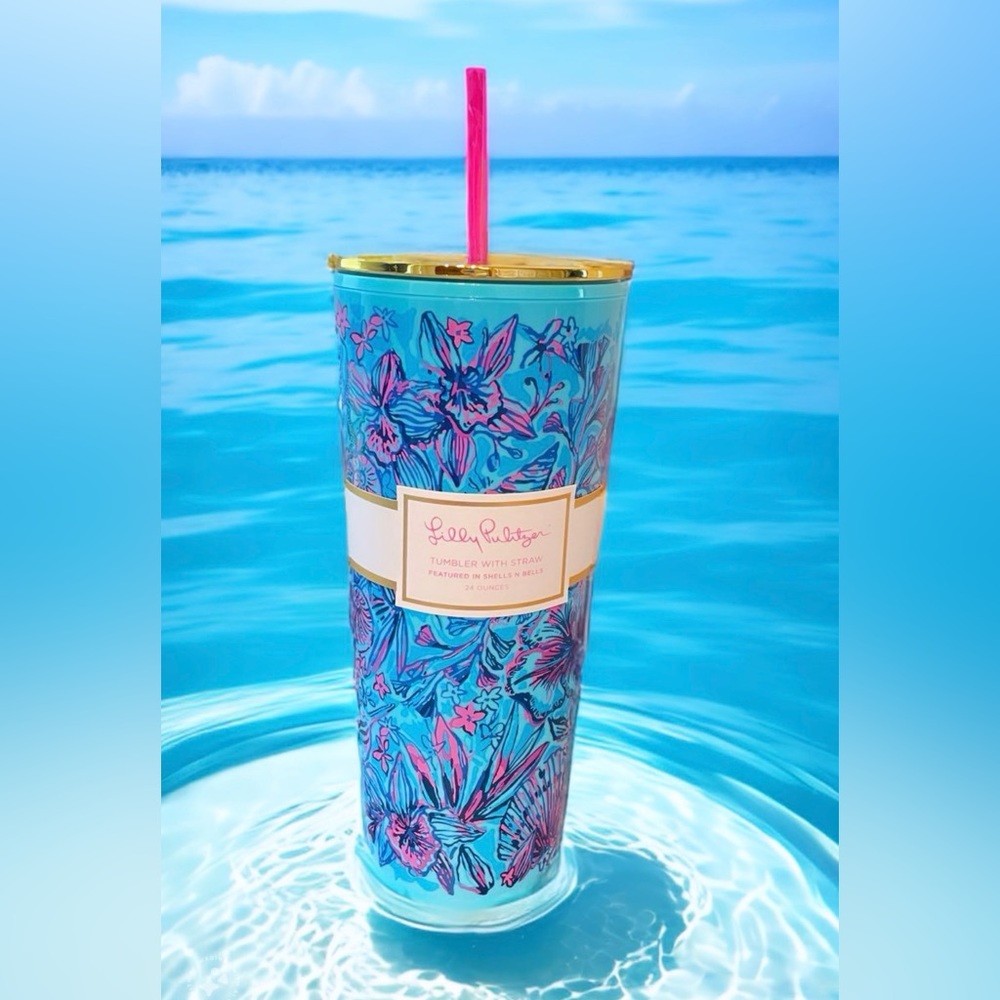 🐚🌺 Lilly Pulitzer Tumbler with Straw - Shells N Bells 24 Ounces NEW!
